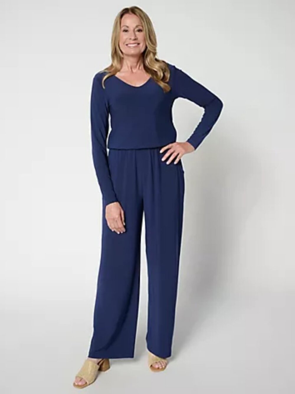 Women with Control REG La Roma Jersey V-Neck Jumpsuit, Sz XL a702374